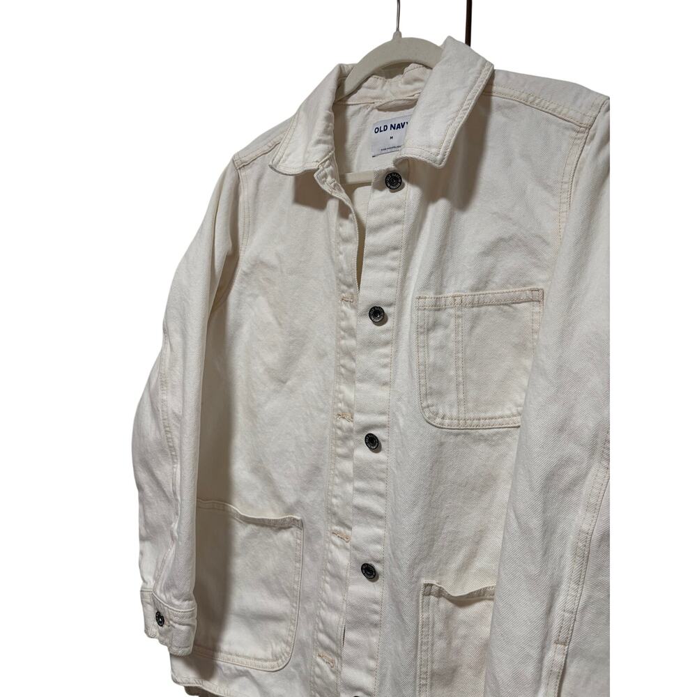 Old Navy Cream Button Down Shirt Jacket M - Picture 4 of 11